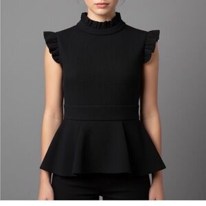 TED BAKER London Black Quilted Peplum Top Size 1